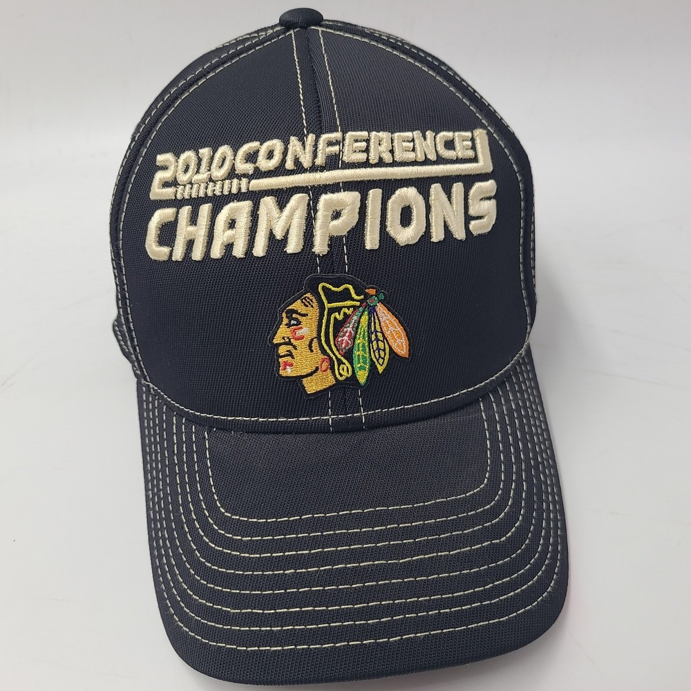 Chicago Blackhawks Hat Flex Fitted 2010 Conference Champions Reebok Black NHL